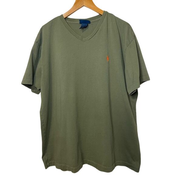 Polo by Ralph Lauren Men's Cotton Green Short Sleeve V Neck Tee Shirt Medium - Picture 1 of 9